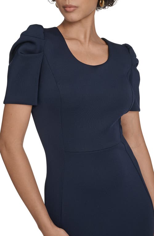 Calvin Klein Puff Sleeve Scuba Sheath Dress In Blue