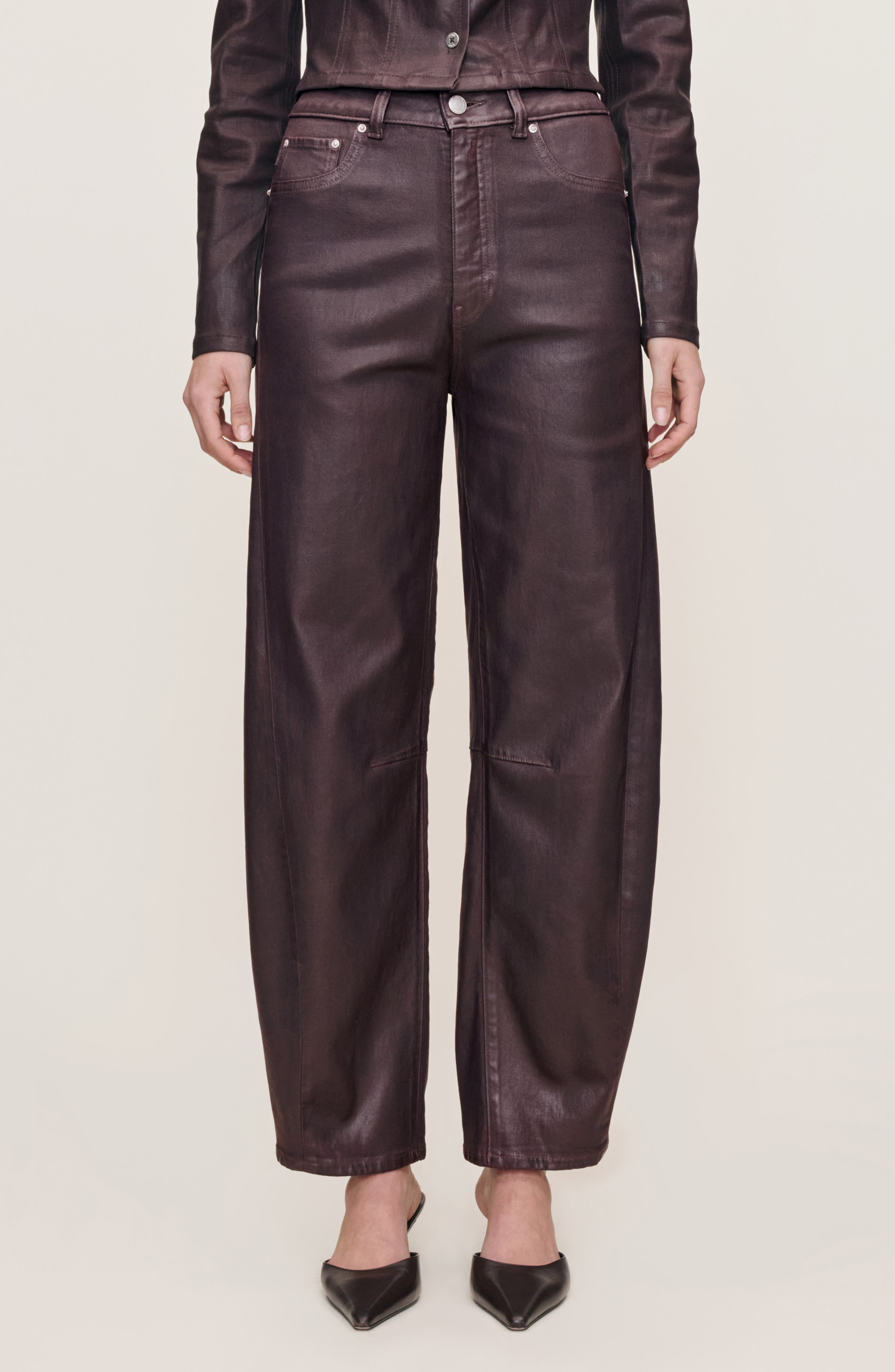 Miro Coated High Waist Barrel Jeans