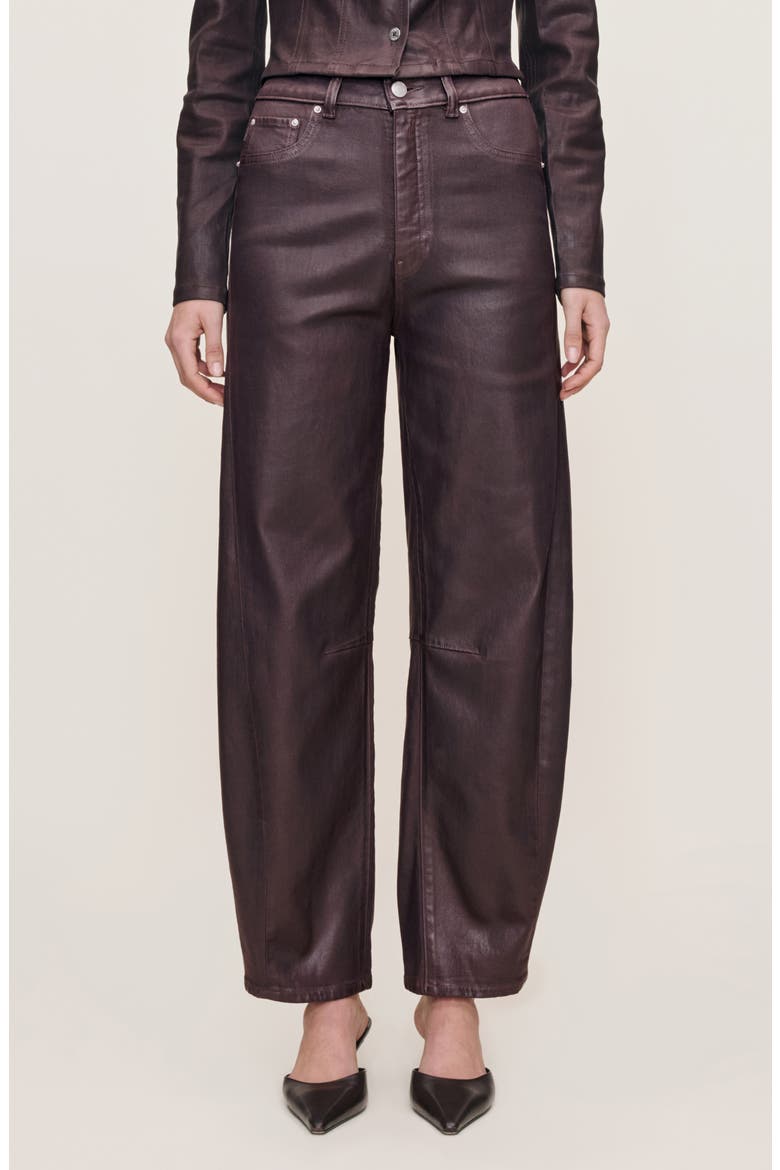 Miro Coated High Waist Barrel Jeans, Main, color, COCOA COATED