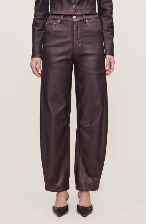 Miro Coated High Waist Barrel Jeans (Cocoa Coated)