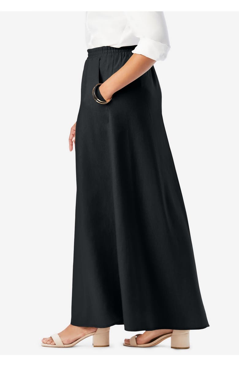Jessica London Linen Maxi Skirt, Alternate, color, Black