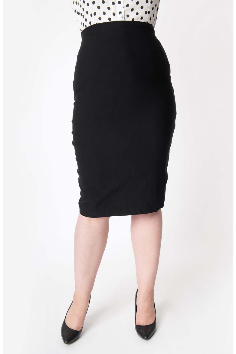 Plus Size 1950s High Waist Tracy Wiggle Skirt, Main, color, Black