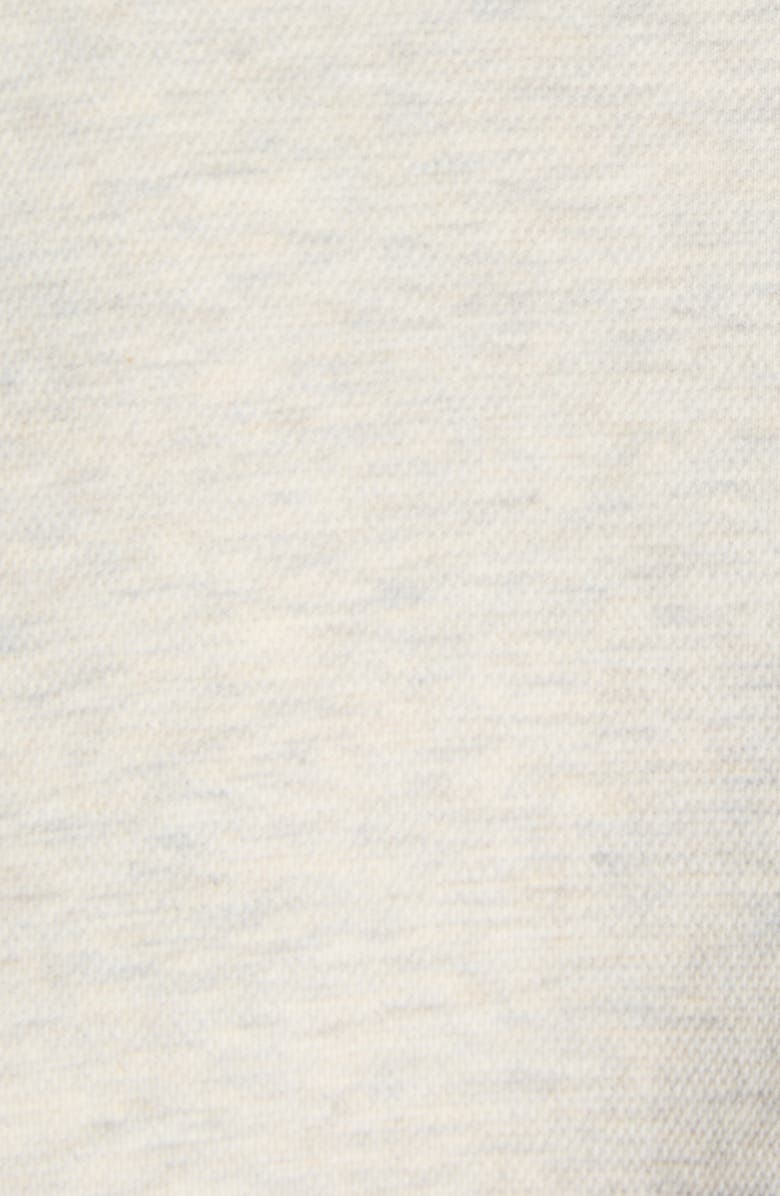 Bottega Veneta Double Cotton Mélange Jersey Quarter Zip Polo with Intrecciato Suede Patch, Alternate, color, 9781 Sea Salt Melange