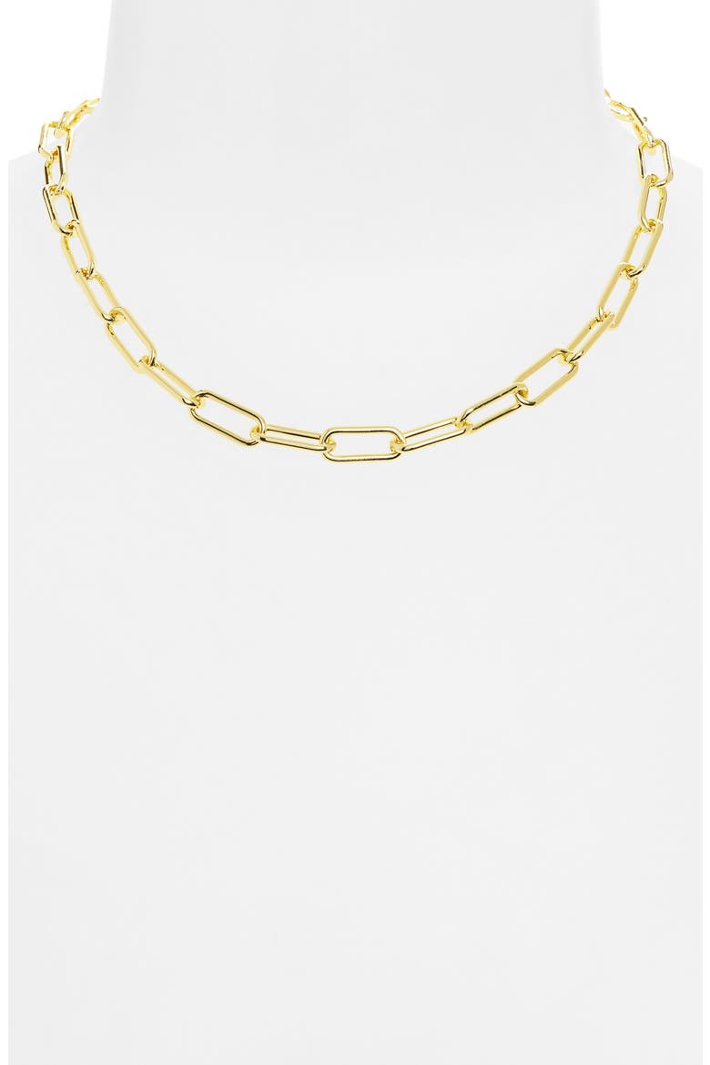 Oval Paperclip Chain Necklace, Alternate, color, GOLD