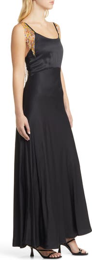 Beaded Fringe Maxi Dress