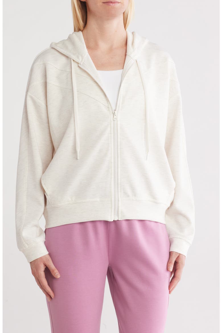 Trace Scuba Knit Zip Hoodie, Main, color, HEATHER SEASIDE SAND