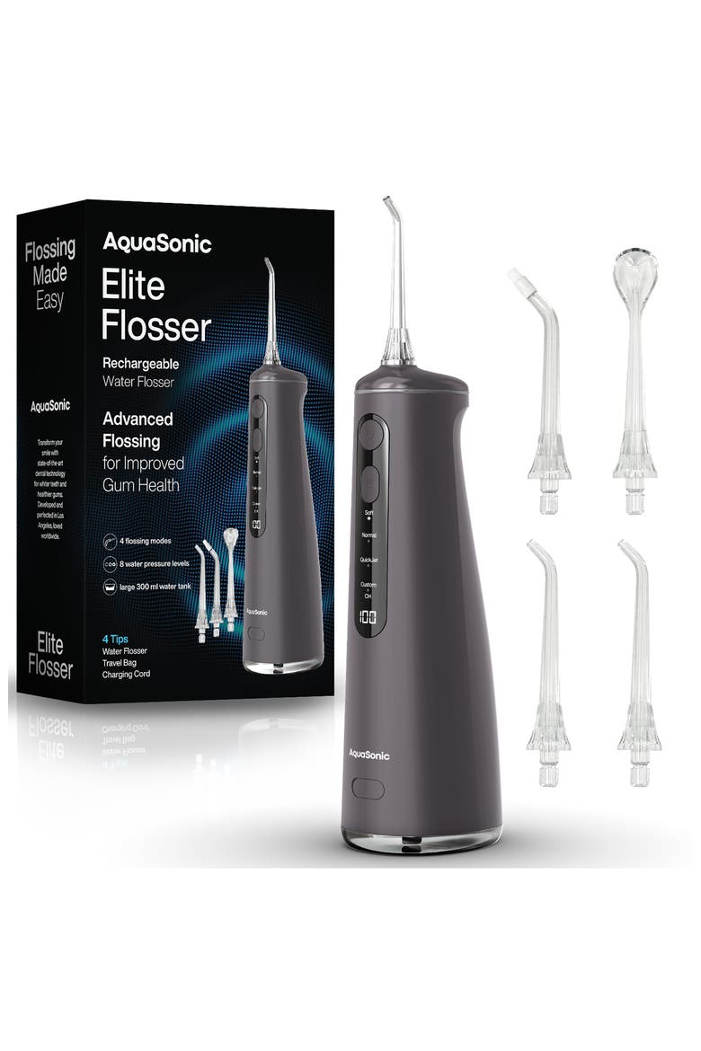 Elite Rechargeable Water Flosser, Main, color, CHARCOAL
