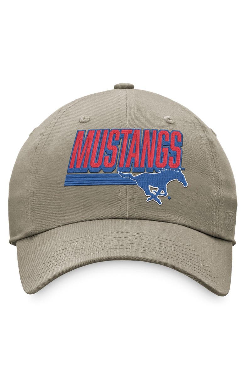 TOP OF THE WORLD Men's Top of the World Khaki SMU Mustangs Slice Adjustable Hat, Alternate, color, 