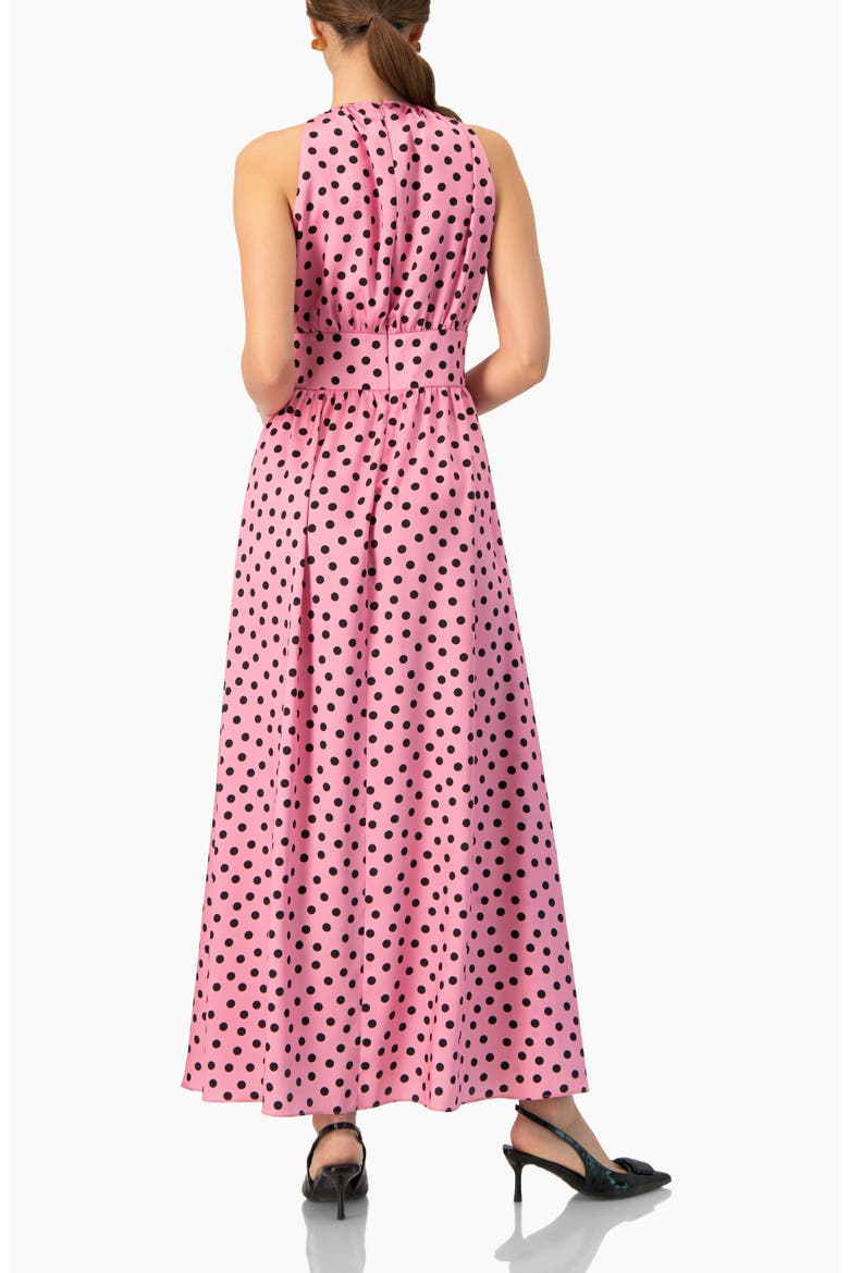 Long Open-Leg Polka Dot Halter Neck Dress, Alternate, color, Pink