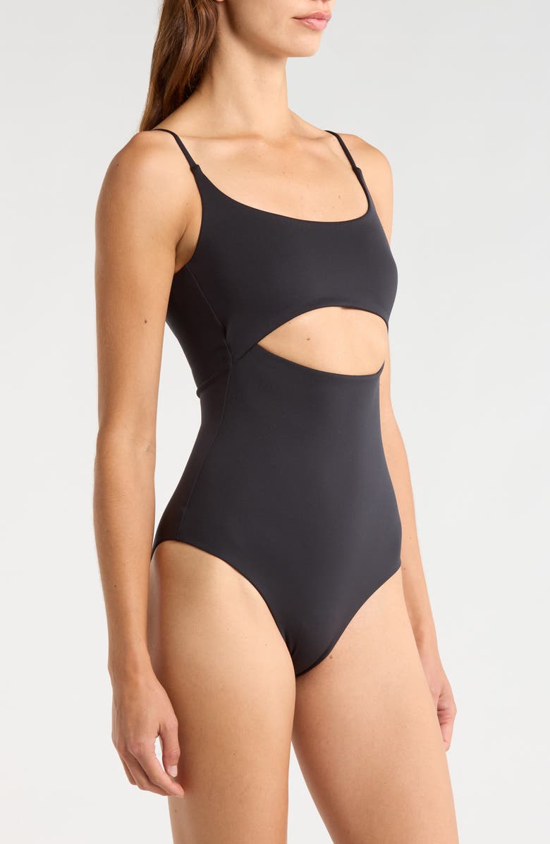 LEFT ON FRIDAY Peak Cutout One-Piece Swimsuit, Alternate, color, Jet Black
