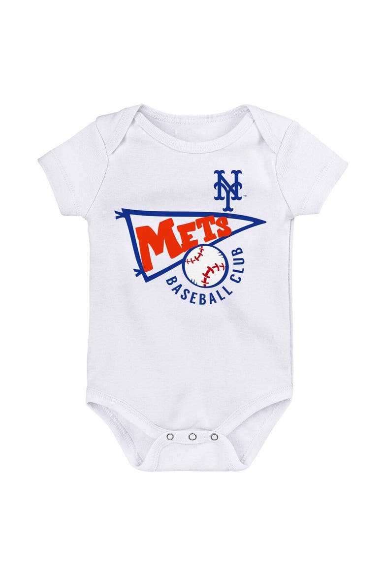 Infant Orange/White/Heather Gray New York Mets Biggest Little Fan 3-Pack Bodysuit Set, Alternate, color, Orange