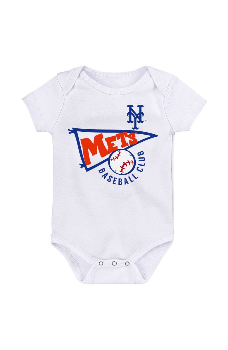 Outerstuff Infant Orange/White/Heather Gray New York Mets Biggest Little Fan 3-Pack Bodysuit Set, Alternate, color, Orange