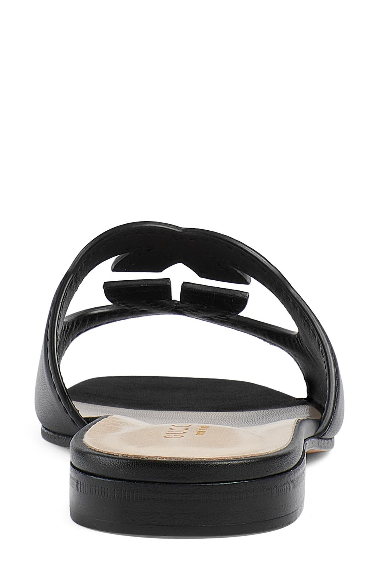 Gucci Interlocking G Cutout Slide Sandal, Alternate, color, Black
