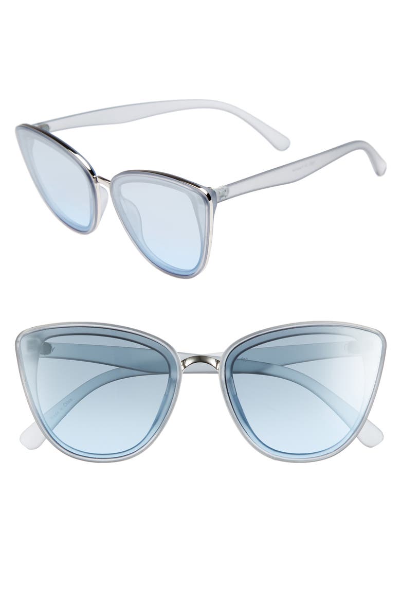 55mm Perfect Cat Eye Sunglasses, Main, color, BLUE/ BLUE