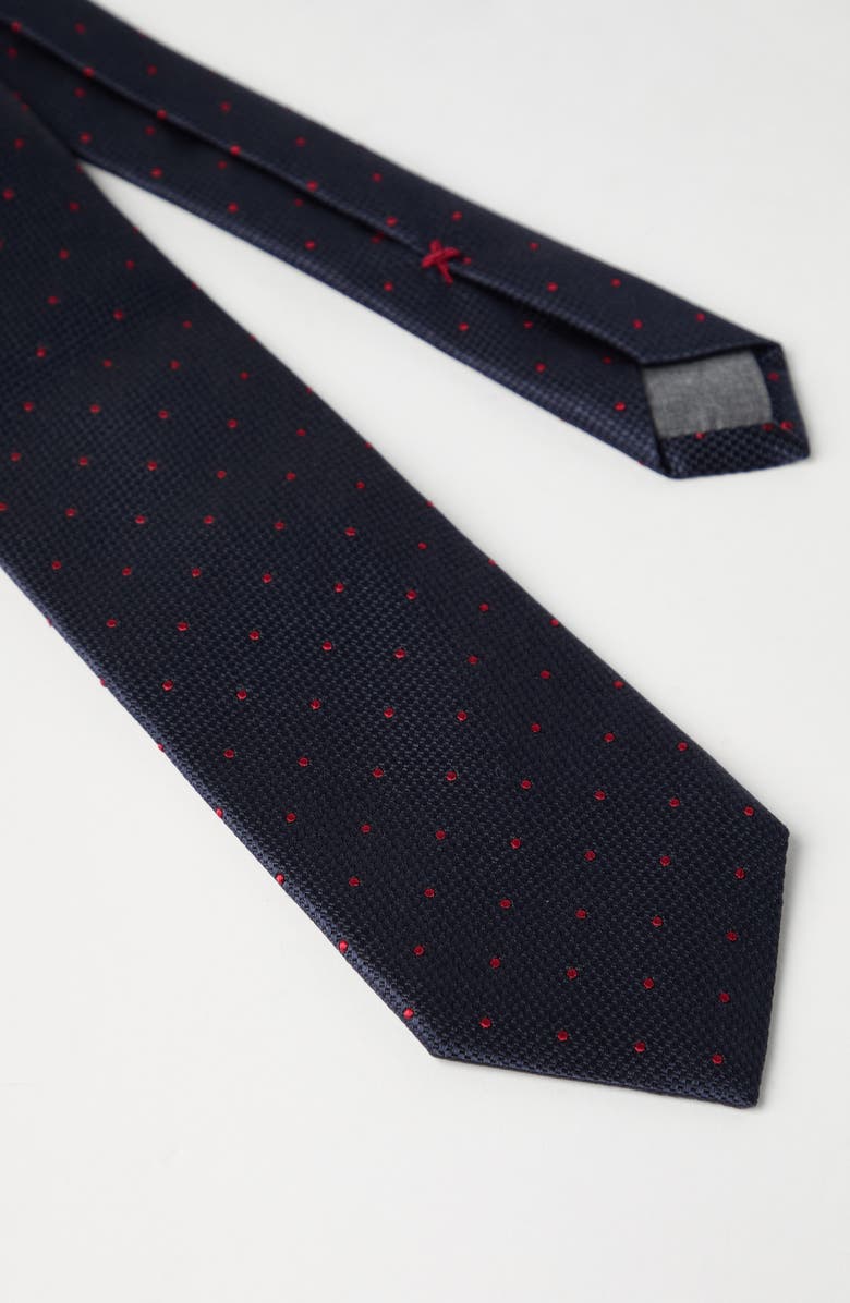 Brunello Cucinelli Spotted silk tie, Alternate, color, Blue