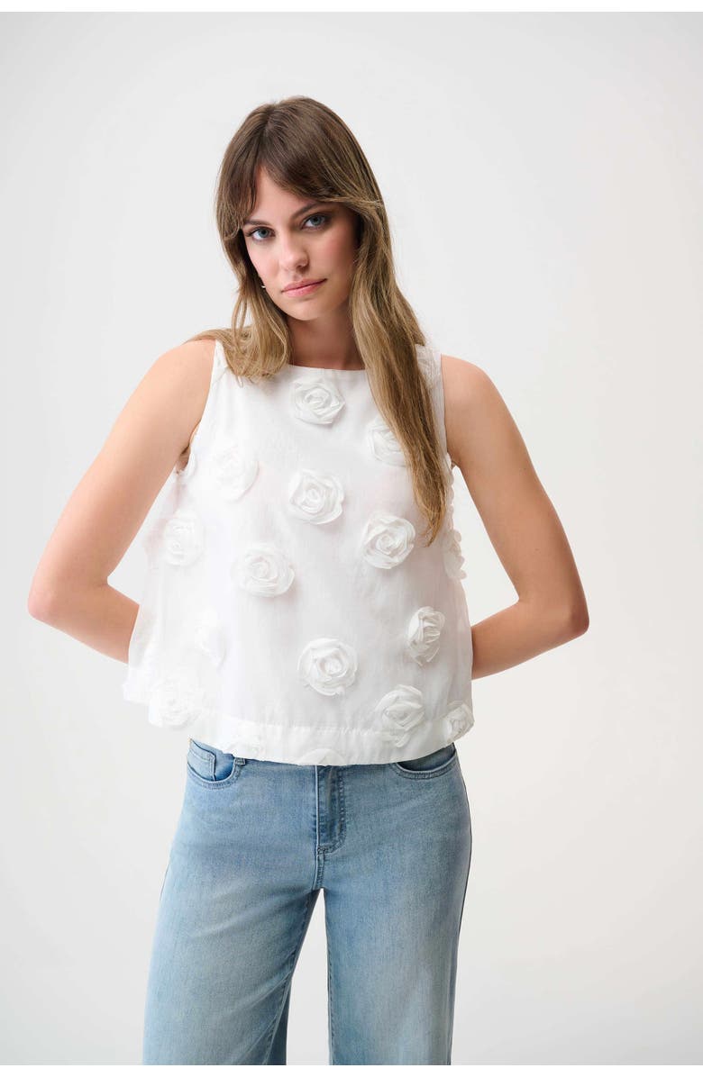 Joseph Ribkoff Novelty Sleeveless Top With 3D Floral Embroidery, Main, color, Off-White