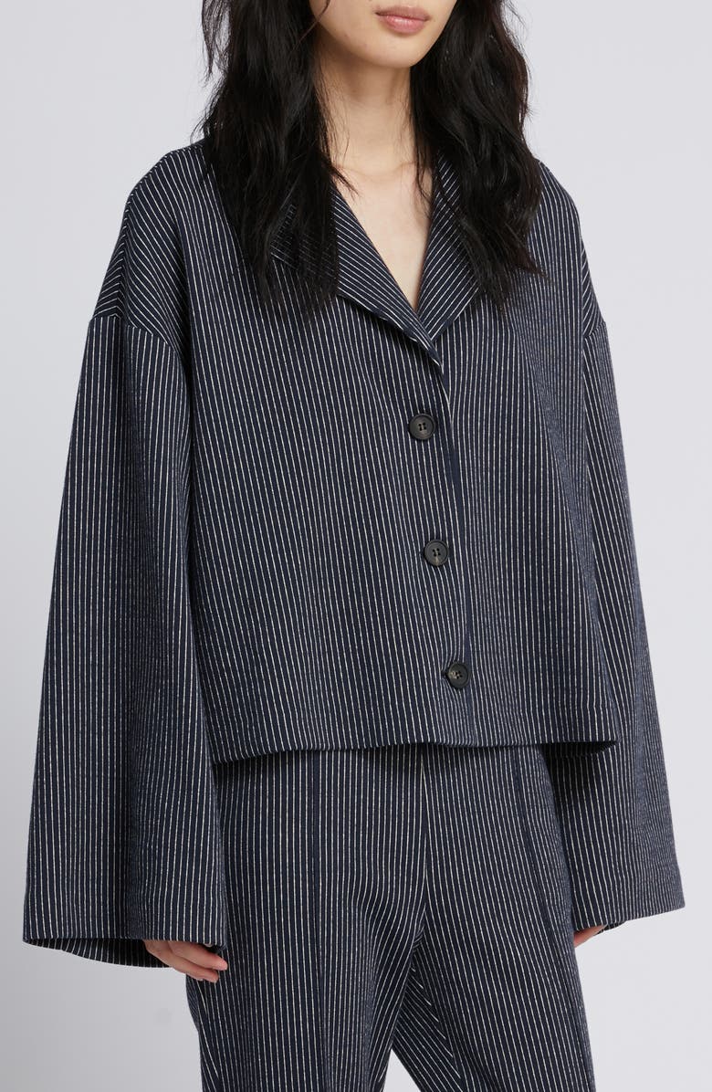 MM by Max Mara Giuliva Stripe Cotton Stretch Jersey Jacket, Main, color, Ultramarine