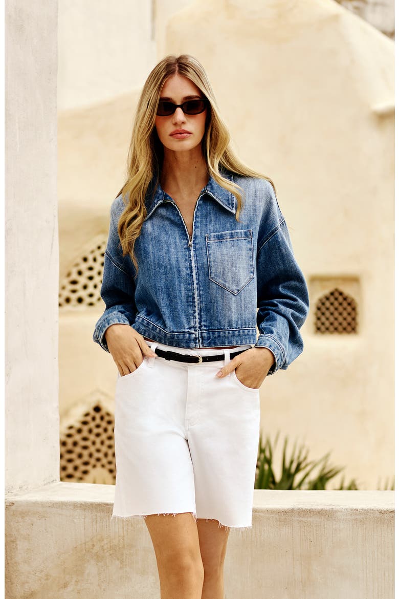 Hailey Cutoff Bermuda Denim Shorts, Alternate, color, OPTIC WHITE