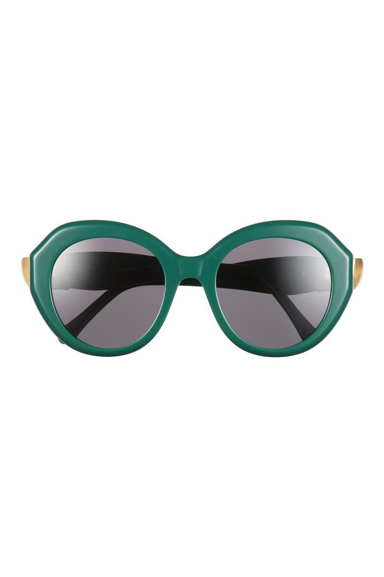Coil Geometric Sunglasses, Main, color, SHINY DARK GREEN / SMOKE