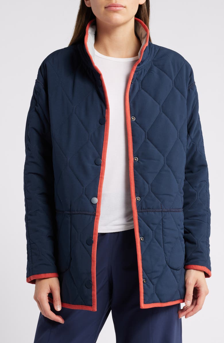 NZ ACTIVE by NIC+ZOE Mixed Up Quilted Reversible Coat, Alternate, color, Pink Multi