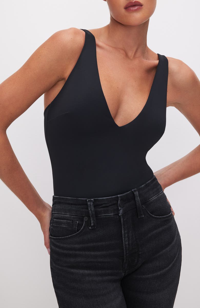 Good American Sculpting V-Neck Tank Bodysuit, Main, color, 