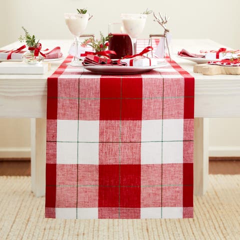 Linen Table Runner - Very Merry Plaid