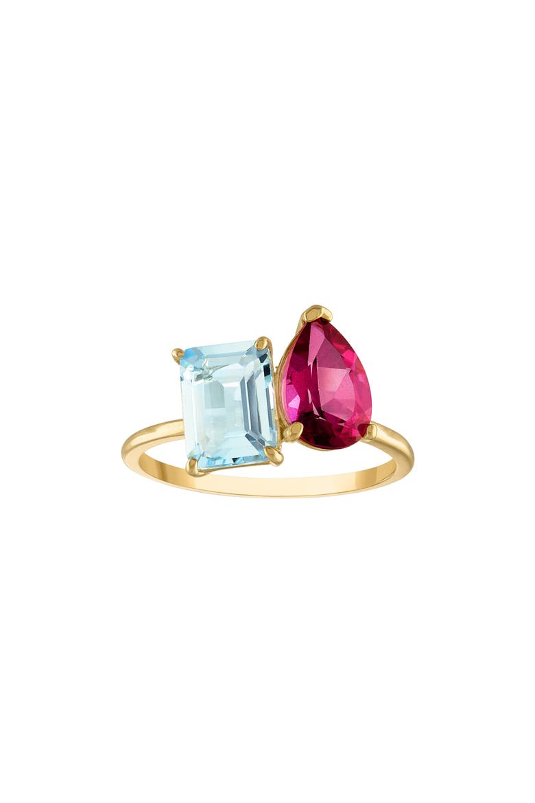 Pink Topaz & Blue Topaz Ring, Main, color, YELLOW