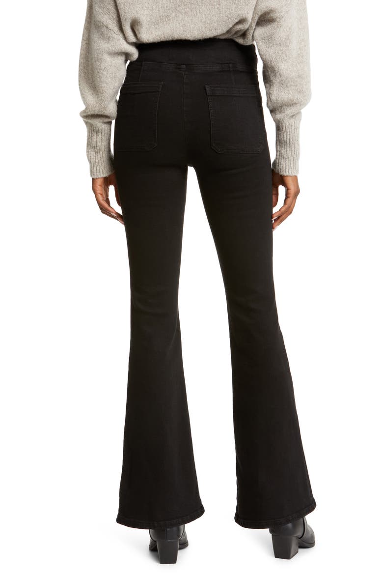 Jetset Flare Pull-On Jeans, Alternate, color, SHEEN NOIR