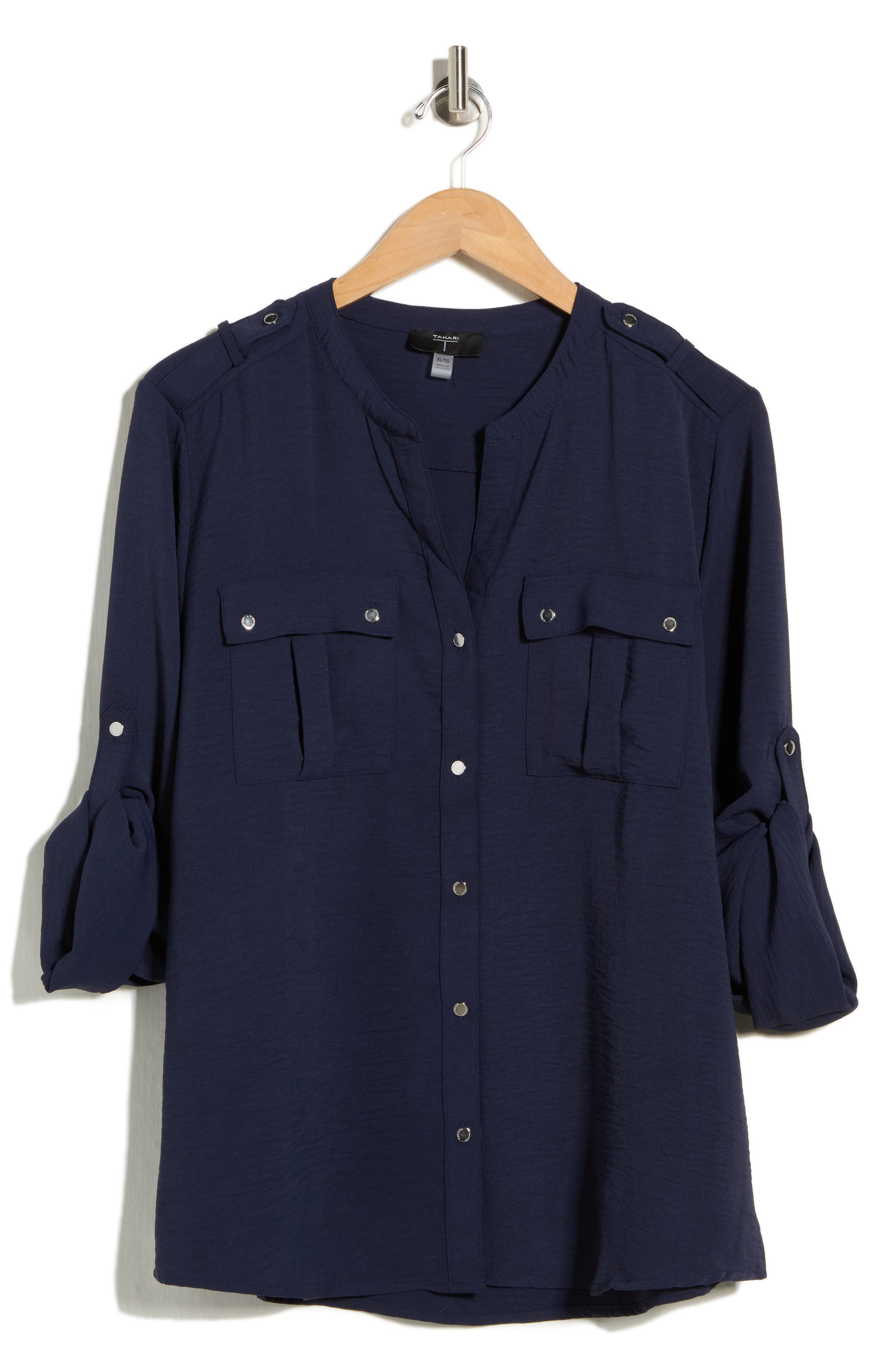 T Tahari Roll Tab Snap-Up Shirt