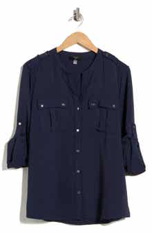 T Tahari Roll Tab Snap-Up Shirt