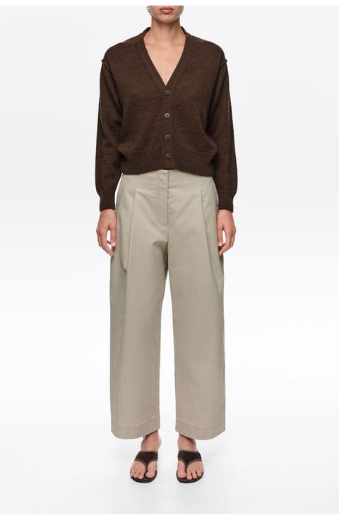 Straight-Leg Pleated Trousers