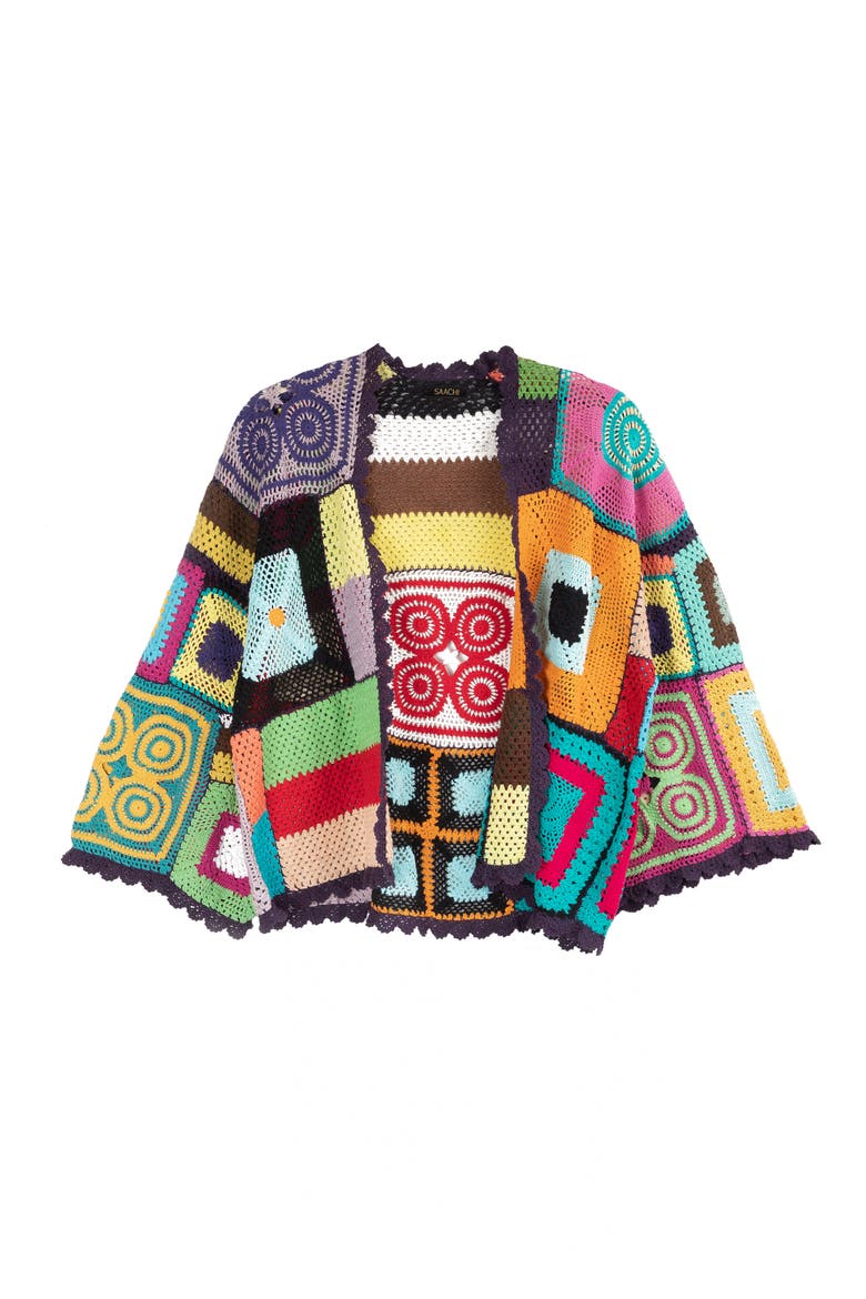 Crochet Cotton Jacket, Alternate, color, WHITE MULTI