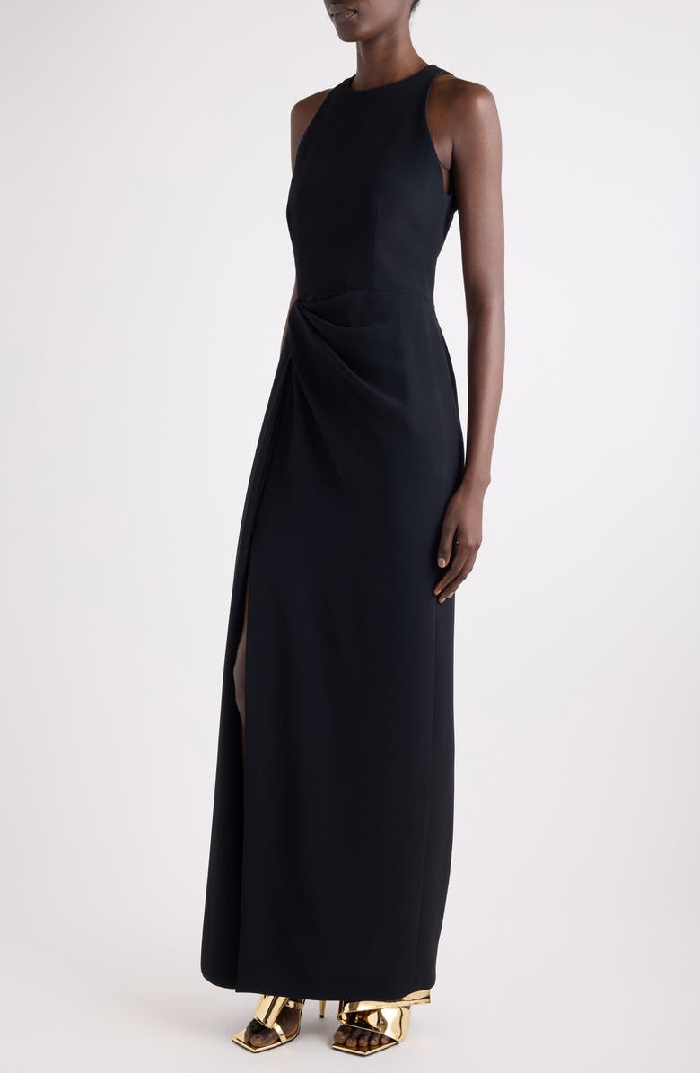 Givenchy Drape Front Sleeveless Stretch Crepe Gown, Alternate, color, Black