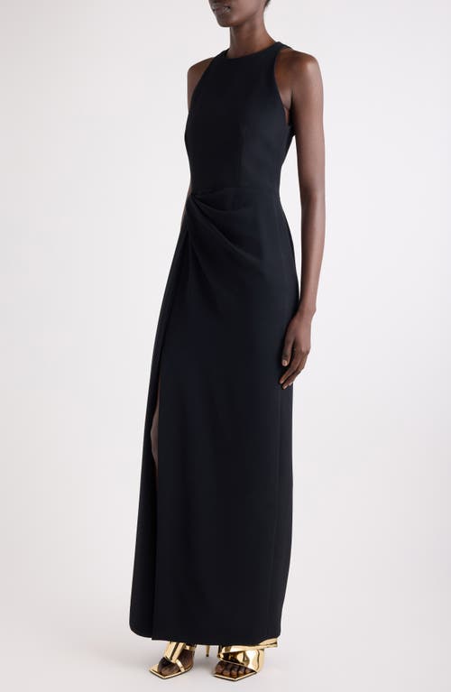 Givenchy Drape Front Sleeveless Stretch Crepe Gown In Black