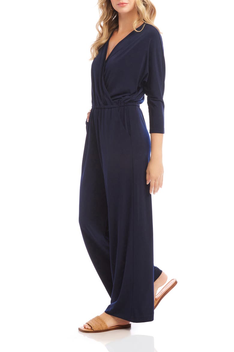 Travel Jersey Wide Leg Jumpsuit, Alternate, color, NAVY