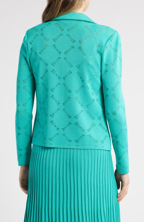 Shop Ming Wang Burnout Knit Jacket In Emerald Awe