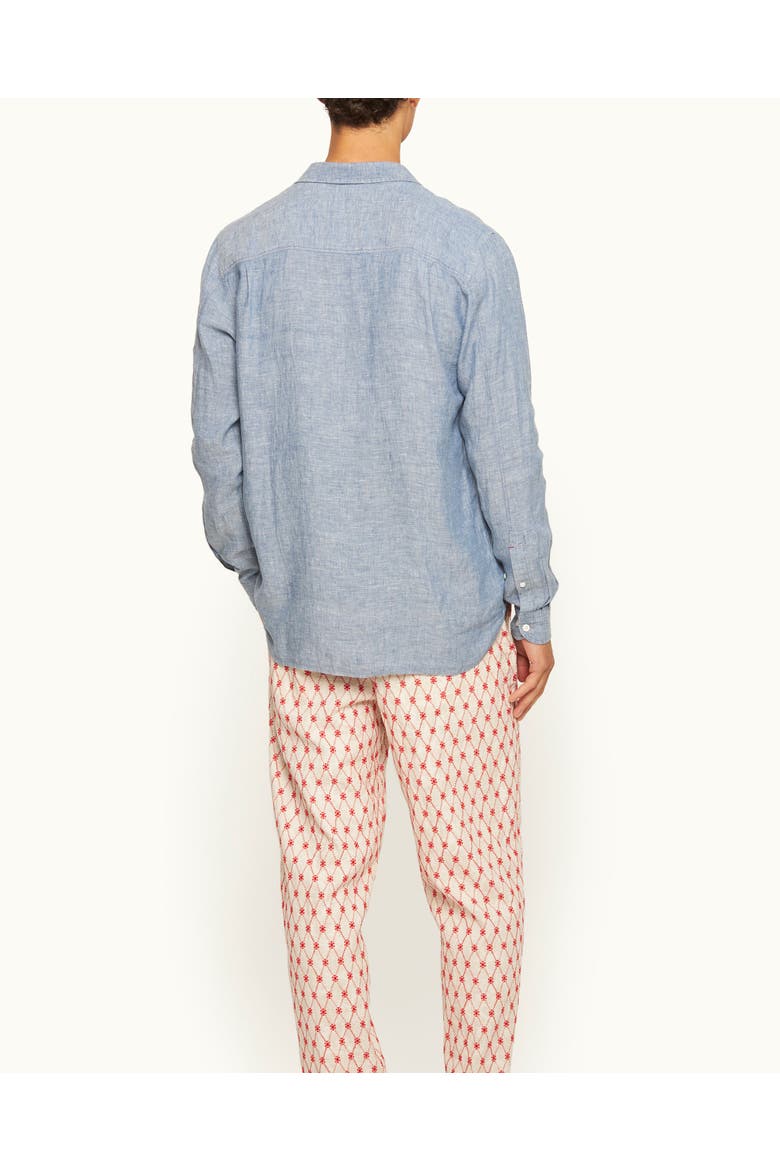 Justin Lino Classic-Fit Linen Shirt, Alternate, color, Light Bergamo Blue