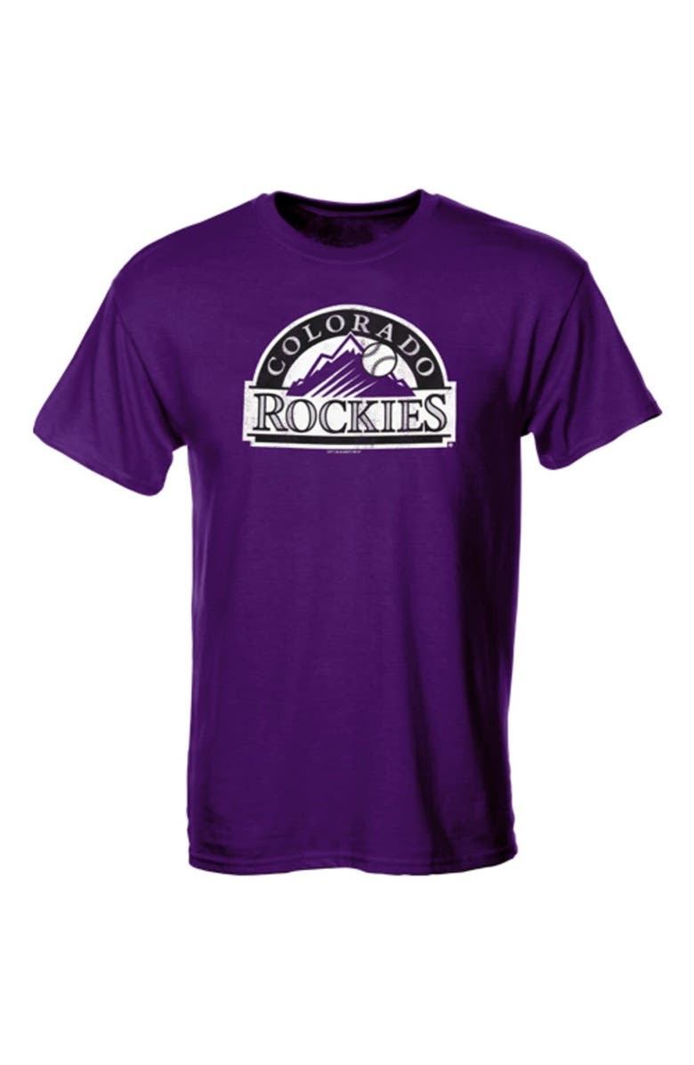 SOFT AS A GRAPE Colorado Rockies Youth Distressed Logo T-Shirt - Purple, Alternate, color,