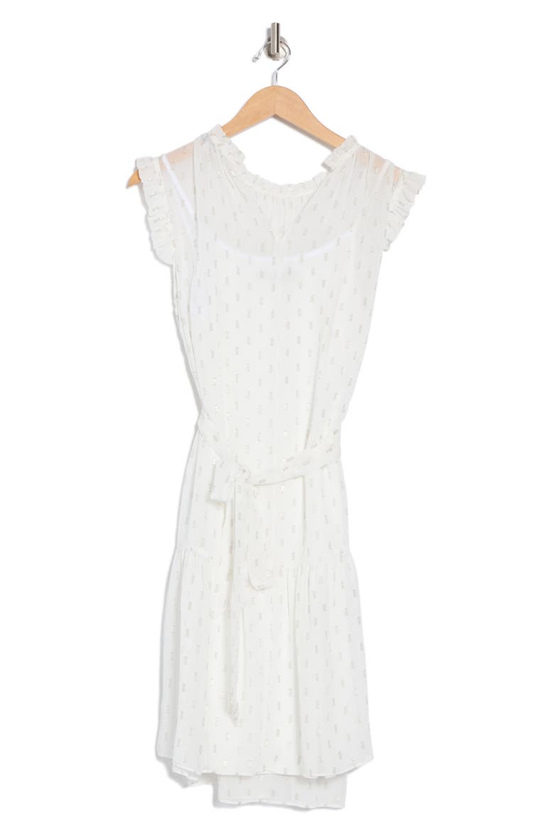 Ruffle Collar Sleeveless Dress, Alternate, color, WHITE SILVER