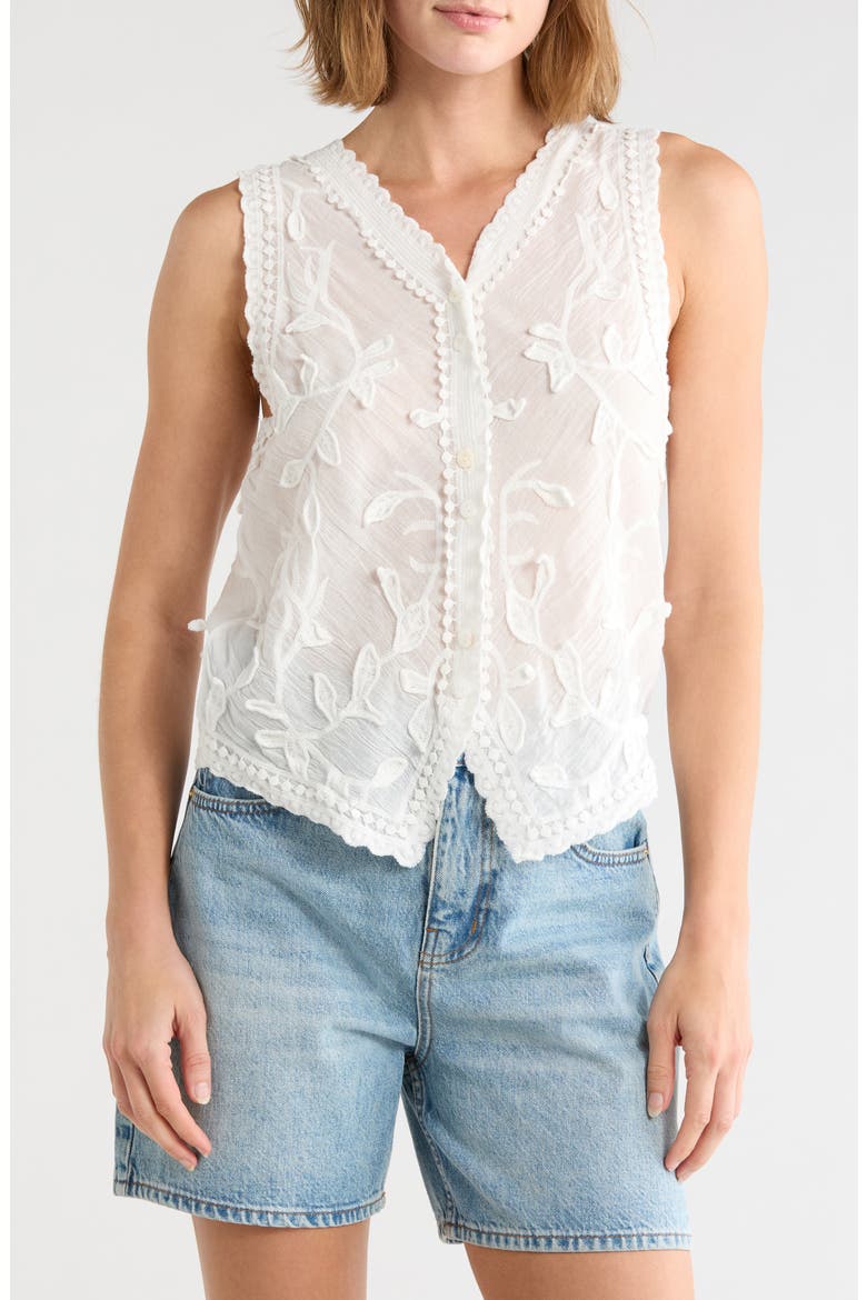 Embroidered Cotton Vest, Main, color, WHITE