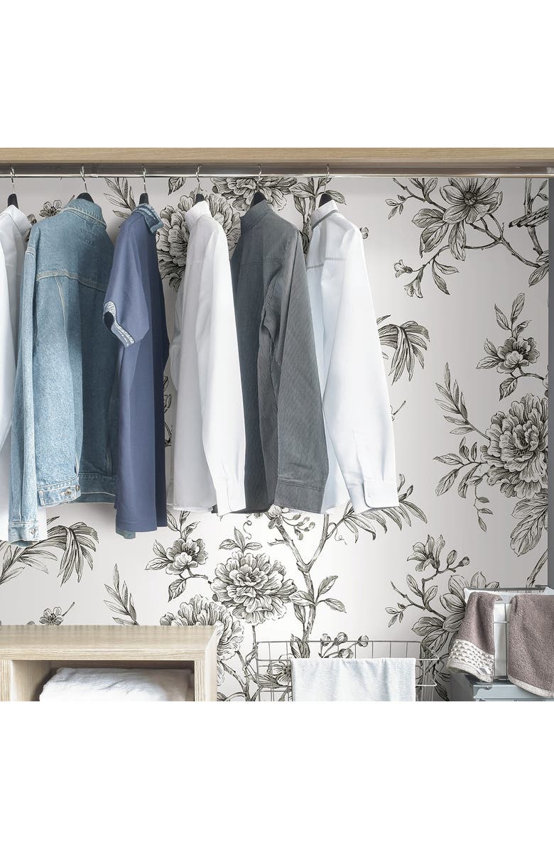 Wallpops Charcoal Longwood Peel & Stick Wallpaper, Alternate, color, White