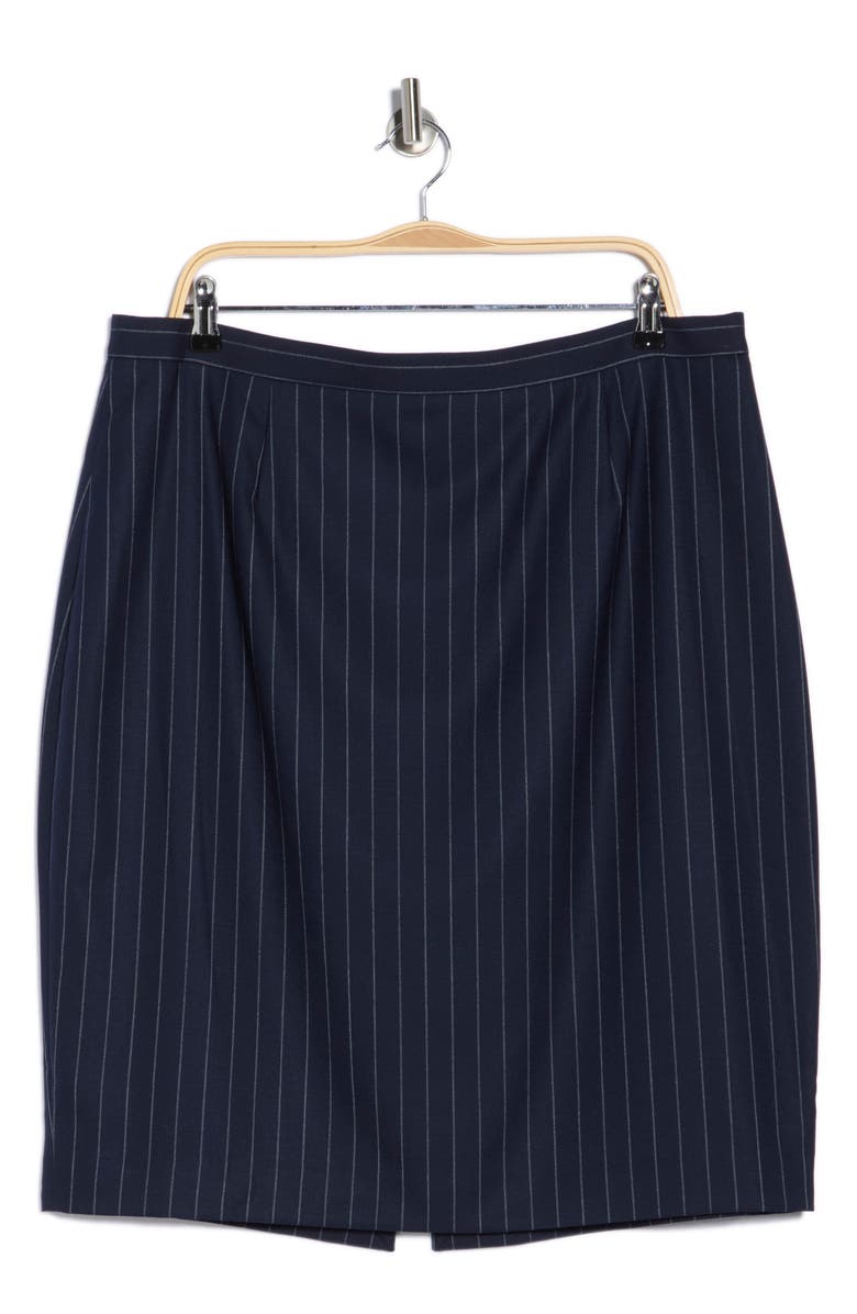 LK Bennett Bella Pin Stripe A-Line Skirt, Main, color, Blu-Navy