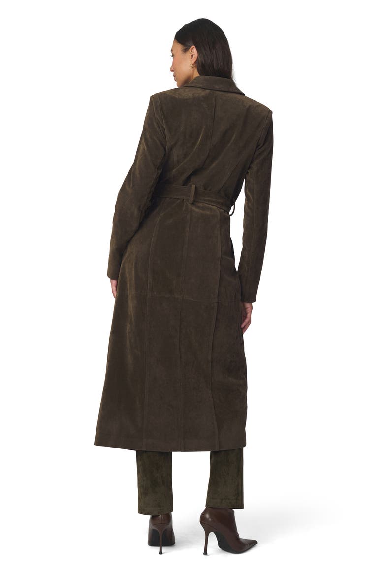 Faux Suede Long Coat, Alternate, color, OLIVE