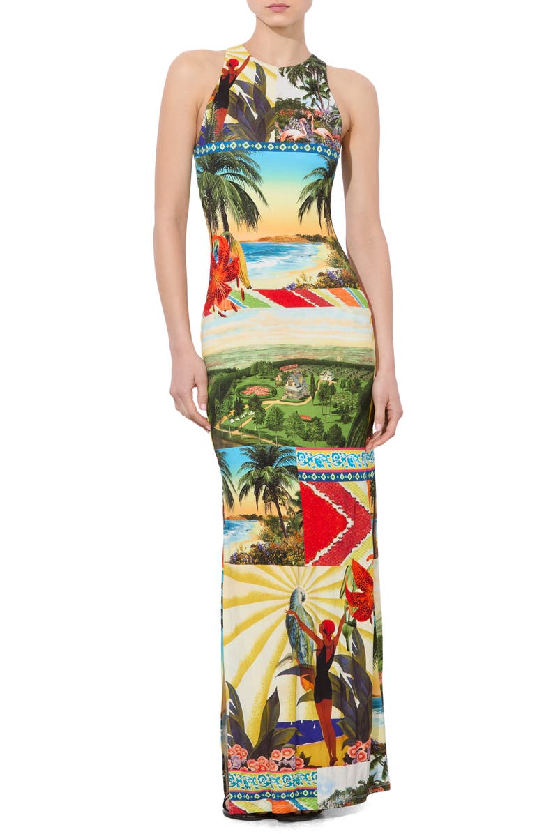 Alice + Olivia Pania Print Sleeveless Maxi Dress, Main, color, Island Dreams