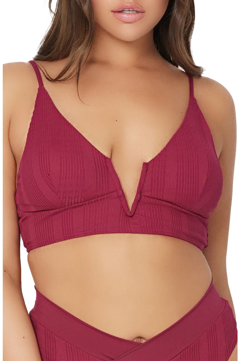 L Space Siren Bikini Top, Alternate, color, CABERNET