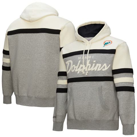 Men's Mitchell & Ness  Heather Gray Miami Dolphins Head Coach Vintage Logo Pullover Hoodie