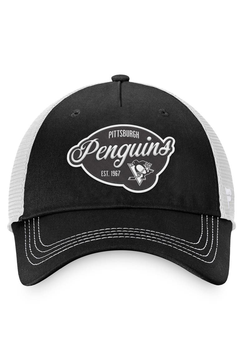 Women's Fanatics Branded Black/White Pittsburgh Penguins Fundamental Trucker Adjustable Hat, Alternate, color, Black