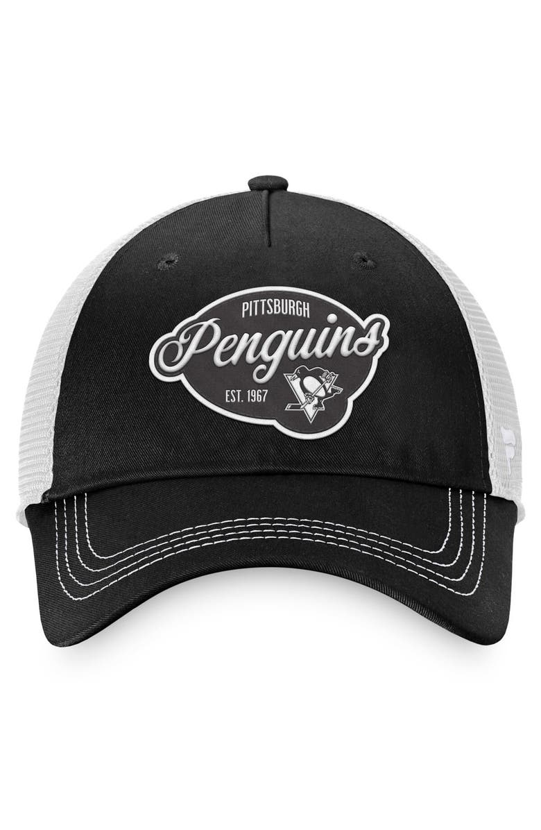 FANATICS Women's Fanatics Branded Black/White Pittsburgh Penguins Fundamental Trucker Adjustable Hat, Alternate, color, Black