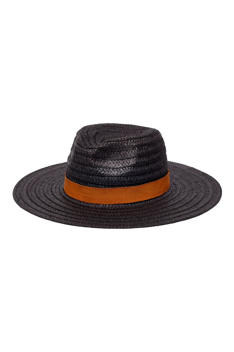 Braided Straw Hat, Main, color, ALMOST BLACK