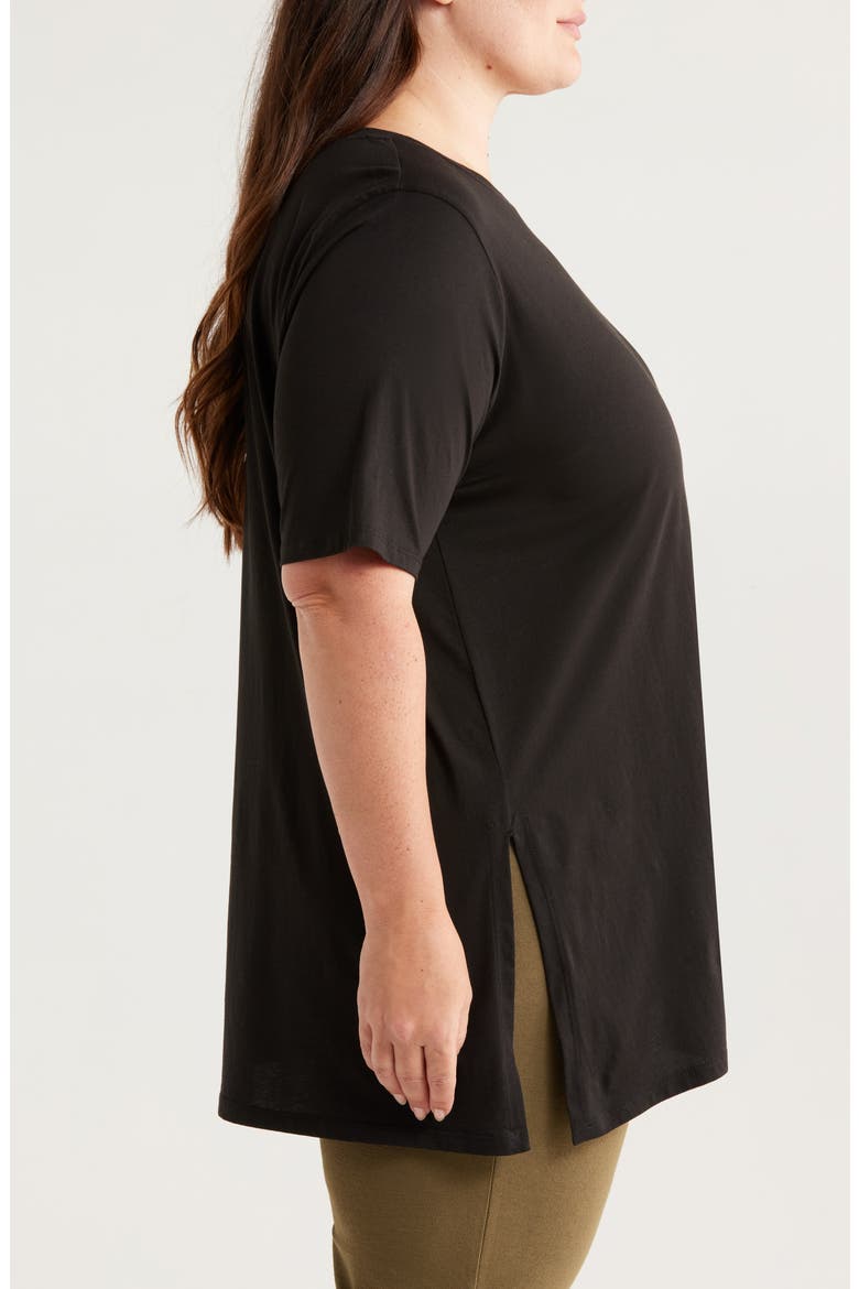 Crewneck Organic Cotton T-Shirt, Alternate, color, BLACK